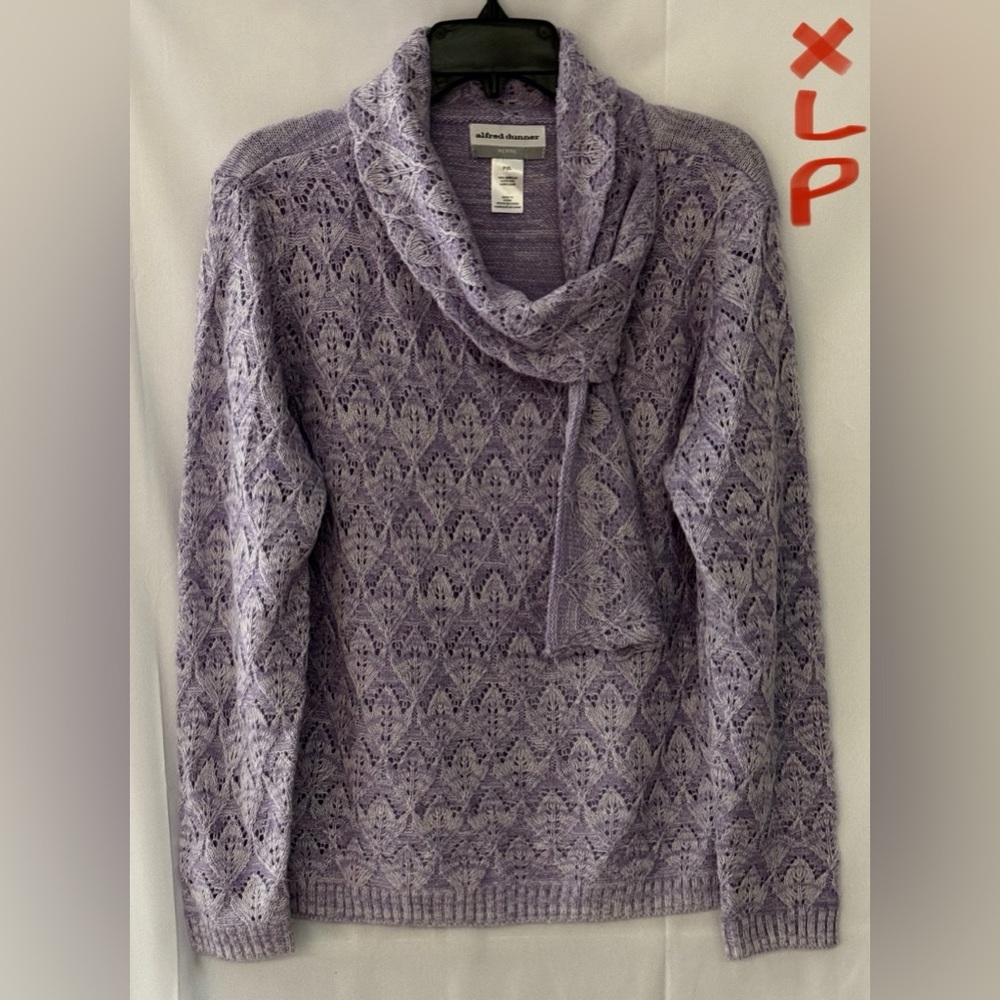 Alfred Dunner Purple Cowl Neck Sweater
